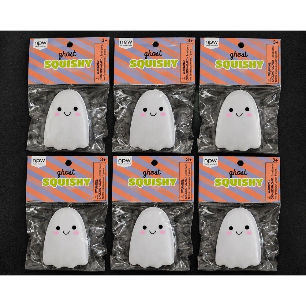 6-pack NPW Foam Ghost Squishy Squeeze Toy White Halloween Stress Relief Toys NEW
